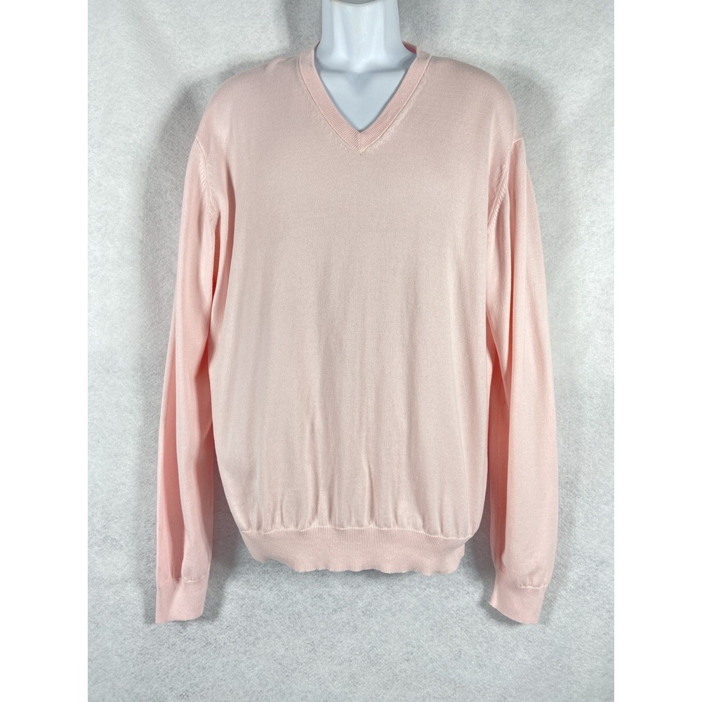 Vintage Brooks Brothers Country Club Sweater Mens‎ Large Pink V-Neck Preppy Y2K
